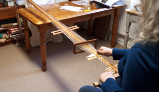 Backstrap weaving in my craft room